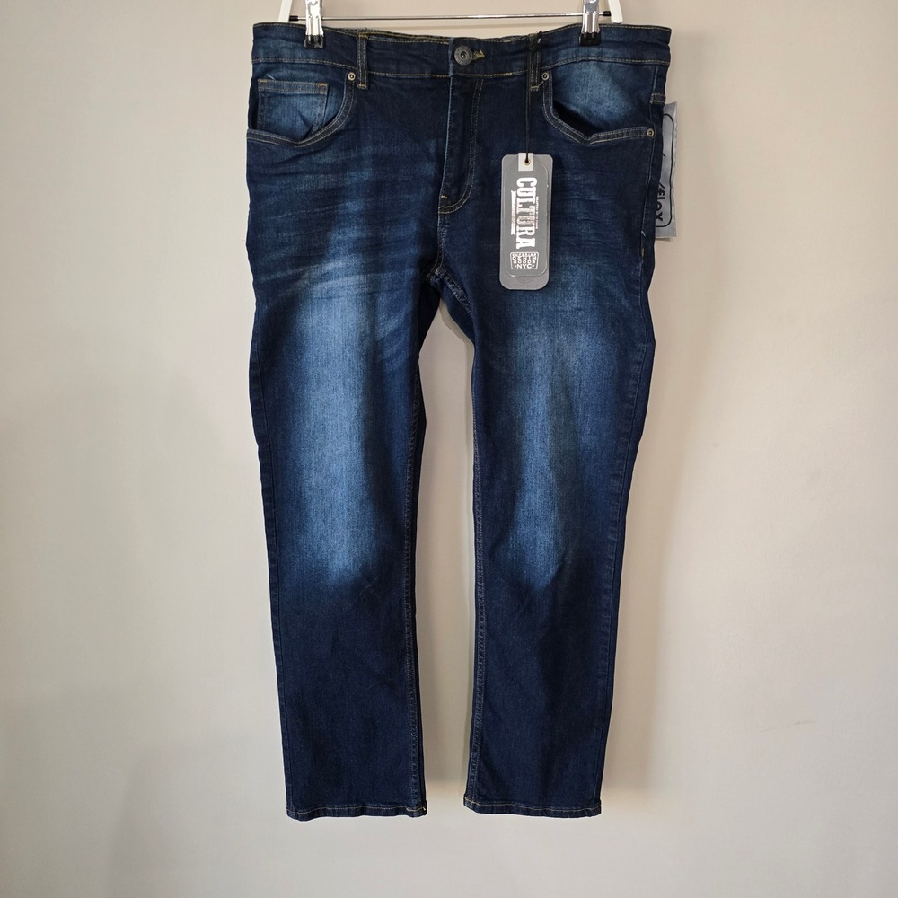Cultura Mens Premium Modern Fit Blue Stretch Denim Jeans‎ Size 36x30 NWT